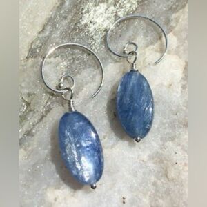 Kyanite & Sterling Earrings Natural Sky Blue Gemstones Modern Minimalist Artisan